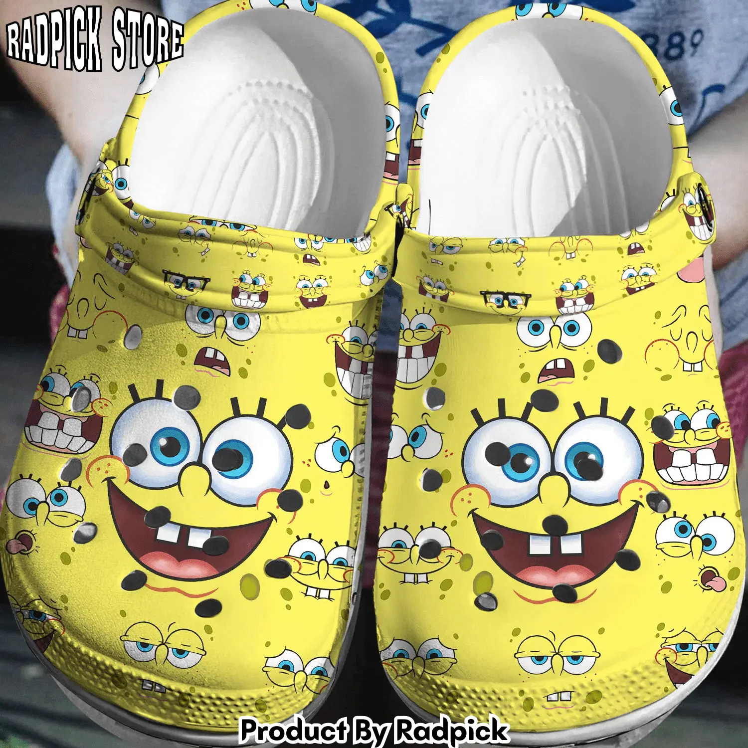 Radpick spongebob squarepants face crocss 3d clog shoes rp6521319